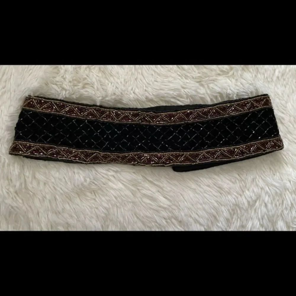 Vintage Christian Dior black, brown and gold embellished belt size small/medium